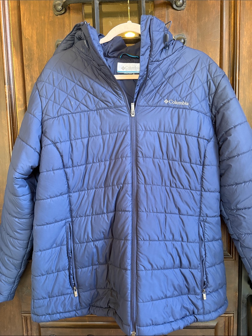 Columbia Navy Blue Quilted Hooded Puffer Jacket